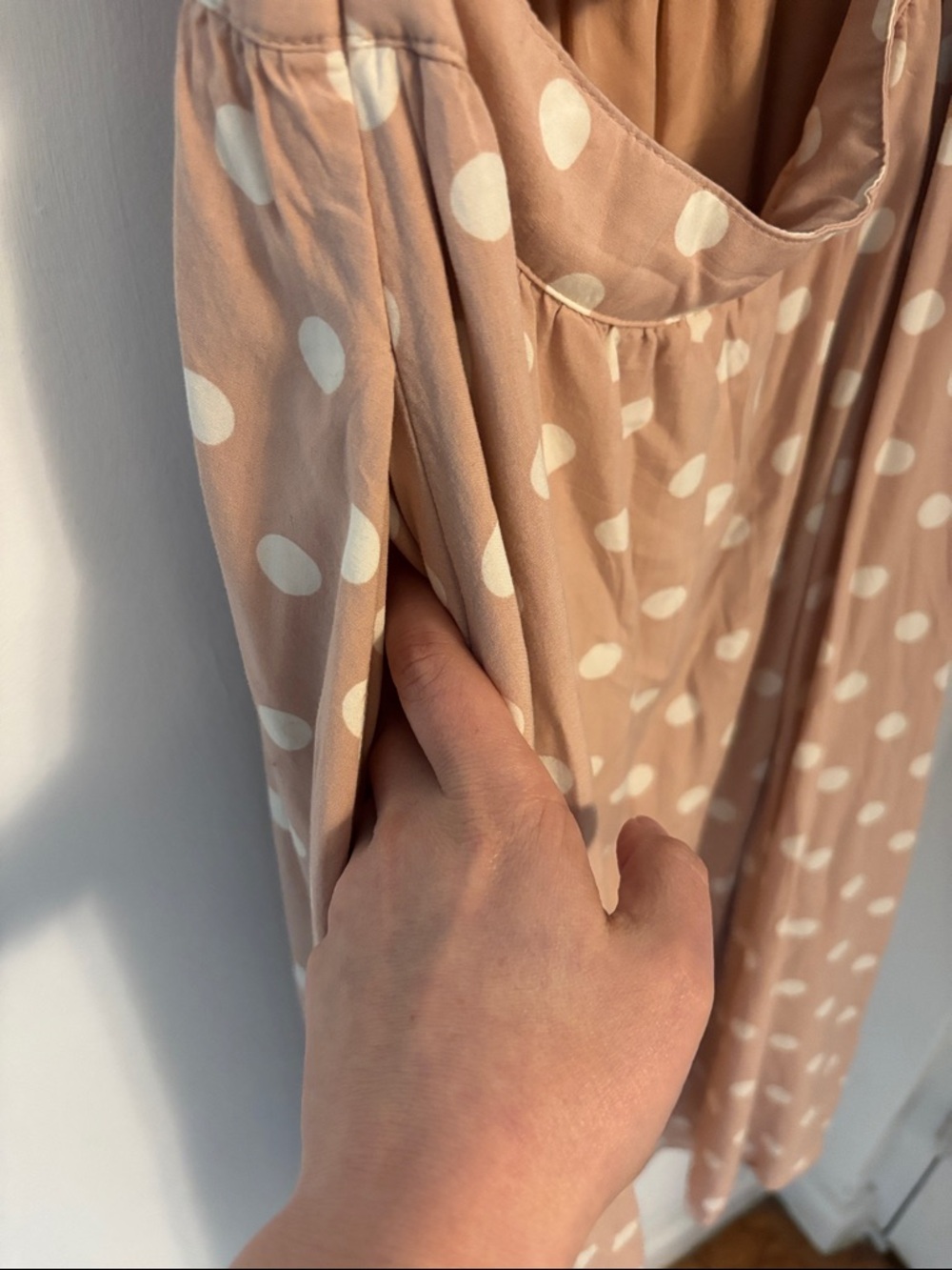 Reformation Dusty Pink Blush Polka Dot Sleeveless Midi Dress Open Back Sz Medium - Picture 7 of 8